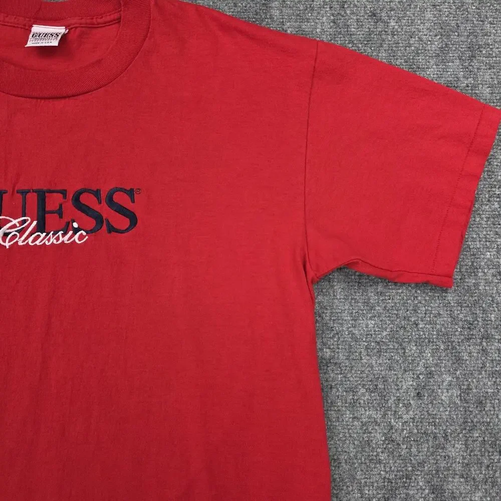 Vintage Guess Shirt Mens Large Classic Embroidered Made USA 90s Tee Streetwear - Picture 13 of 16